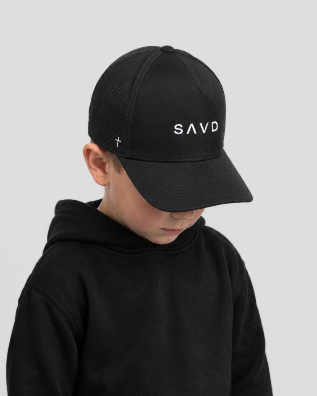 Youth Perforated Snapback - Black